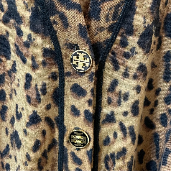 Tory Burch Leopard Print Cardigan Sweatshirt Sweater Coat Jacket Long Sleeve S - Picture 4 of 10